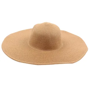 Women's wide brim straw hat summer beach sun hat floppy braided hat for outdoor travel.