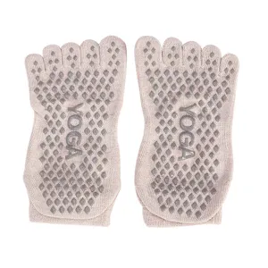 Breathable five-toe yoga socks with anti-slip grip dots for women pilates dance sports training