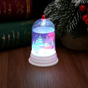 Christmas decorative LED night light with dome cover and festive scene for home decor