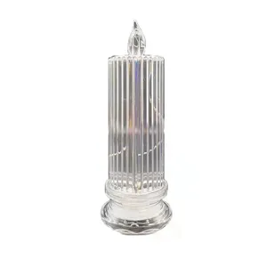 Lampe bougie LED transparente côtelée avec dessus de flamme, veilleuse d'ambiance romantique