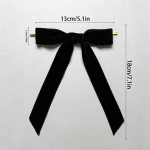 Schwarze Samtschleife mit Draht fuer Geschenkverpackung, Feiertagsdekoration und Haarklammer.