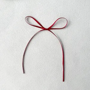 Red ribbon bow for cake decoration, 0.3cm thin silk string for baking and party decor