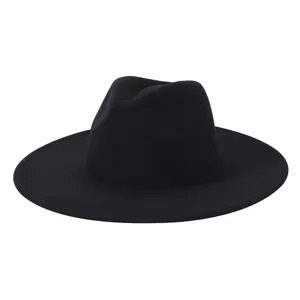 Klassischer Britischer Stil Lässiger Einfarbiger Breitkrempiger Fedora Hut Unisex Mode Wolle Gefühl Jazz Hut Sonnenschutz Hut