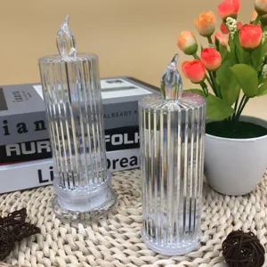 Bougies électroniques LED en acrylique transparent au design strié pour la maison.