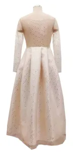 Elegante abito da sera lungo con paillettes a maniche longues per donne occasioni.