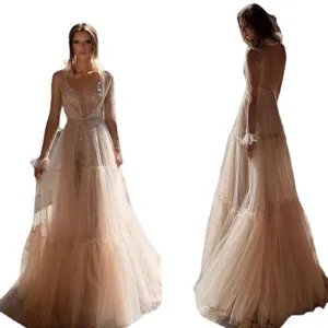 Sexy deep V sheer two-piece sequin maxi evening dress for women elegant party long gown