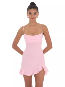 Women's Sexy Slim Fit Strapless Mini Dress Spaghetti Strap Cross Lace-up Off Shoulder Sweet Style Party Club Dress