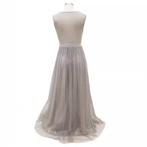 Damen ärmelloses Mesh langes Abendkleid elegante formelle Party Robe rückenfrei