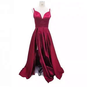 Sexy scollo a V spalline sottili spacco vestito lungo elegante festa estiva abito da sera