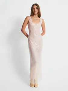 Sleeveless sexy retro strap sequin dress, elegant European evening party long dress for women.