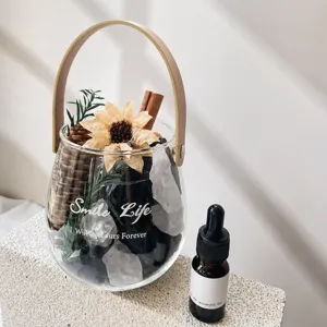 Diffuseur d'aromathérapie en verre avec cristaux naturels et fleurs séchées pour salon
