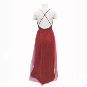 Stunning Red Sequin Tulle Evening Dress Backless V-Neck Long Party Gown for Women