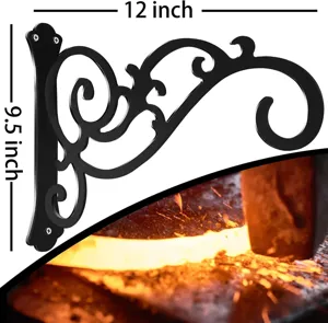 Wandhalterung für Pflanzen aus Schmiedeeisen, 12 x 9,5 Zoll, mit Schmiededetail