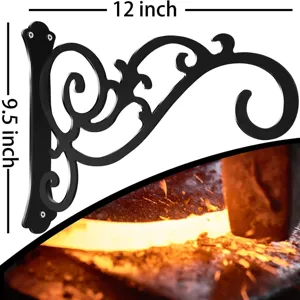 Hochwertige schwarze Eisen-Wandhalterung für Hängepflanzen, Maße 12 x 9,5 Zoll