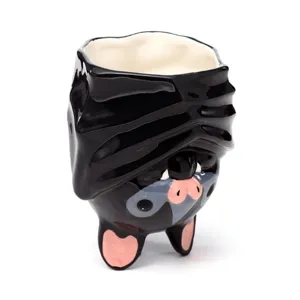 Originele Vleermuis Keramische Mok Ondersteboven Vorm Gothic Ontwerp Met Zwarte Vleugels Grappige Halloween Cadeau Mok Thuis Kantoor