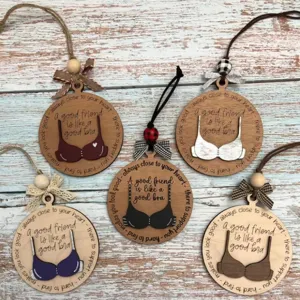 Lustiger BH Weihnachtsanhänger Holz Doppelschicht Freundschaftszitate Hängedekoration Weihnachtsbaumschmuck Für Freunde Geschenk