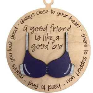 Lustiges doppellagiges BH-Ornament aus Holz für Weihnachtsbaumschmuck und Geschenke