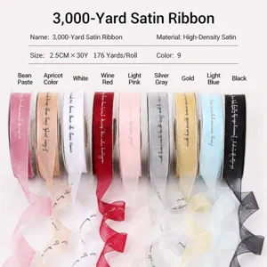Snow Yarn Ribbon Printed Satin Ribbon For Floral Packaging Valentine Gift Wrapping Wedding Party Decoration