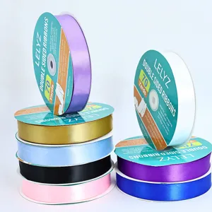 Nastro di raso bilaterale 2,5cm rotoli di nastro colorato per confezioni regalo e matrimonio