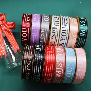 Polyester Band Mit Englischem Buchstaben-Druck Dekorative Satinband Für Blumenverpackung Tortendekoration Hochzeit Geschenk
