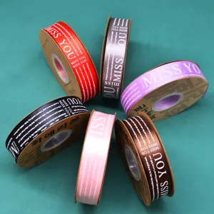 Dekorative Bandrollen mit Miss You Textdruck, ideal für Blumenstrauß und Geschenkverpackung.