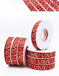 Red Valentine Day LOVE Printed Ribbon Gift Wrapping Decorative Webbing Spool for Crafts
