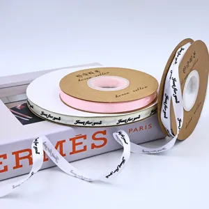 1cm fine ribbon DIY gift packaging satin ribbon with English letters for handmade bows