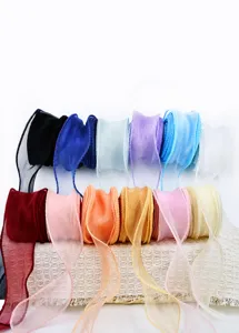 Colorful organza ribbon 4cm wide sheer chiffon ribbon for gift wrapping floral packaging diy