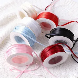 Ruban en polyester double face de 0.3 cm pour emballage cadeau et décoration florale DIY.