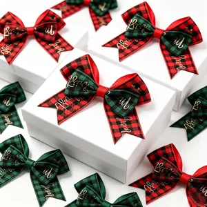Nastro con fiocco a quadri di Natale decorazioni per albero ghirlanda confezione regalo.
