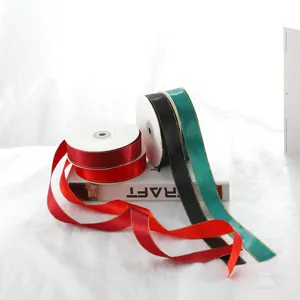 2.5cm Double Gold Edge Satin Ribbon for Gift Wrapping Bouquet Cake Box Craft Decoration