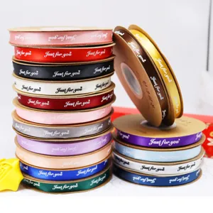1cm colorful satin ribbon diy gift packaging ribbon english letters just ribbon bow polyester