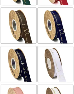 Valentine gold stamping ribbon love print grosgrain tape for baking gift box decoration.