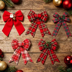 Set di decorazioni con fiocchi di Natale per albero corona fai da te decorazioni.