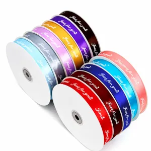 English Letter Printed Satin Ribbon For Gift Wrapping Flower Bouquets Wedding Party Cake Decoration DIY Craft Gift Packing Ribbon