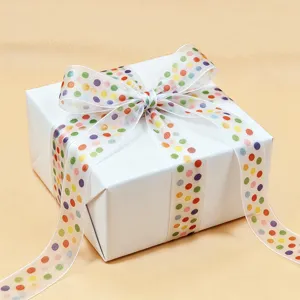 Colorful polka dot organza ribbon 2.5cm translucent mesh decorative DIY gift wrapping tape