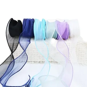 Colorful sheer organza ribbon 4cm wide decorative ribbon for gift wrapping floral packaging