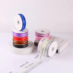 2.5cm Birthday Ribbon Gift Packing Ribbon Happy Birthday Satin Ribbon Cake Decoration