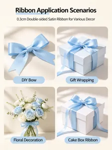 0.3cm doppelseitiges Polyesterband für Geschenke, Blumenstrauß Dekoration und DIY Handwerk.