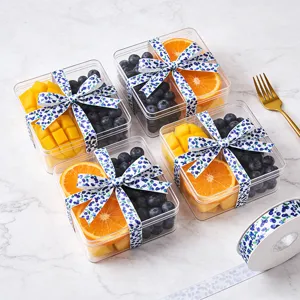 Decoratief bloemenlint voor fruitgeschenkdozen, 2.5cm satijnen lint voor feestdecoratie.