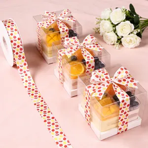 Decoratief bedrukt lint voor cadeauverpakking, 2,5 cm fruitmotief lint voor bloem.