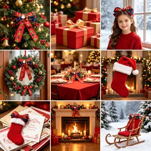 Natale rosso e blu fiocco decorazione nastro festivo ciondolo per albero ghirlanda casa