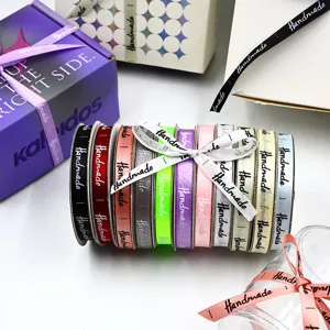 Cinta Estampada de Poliéster Cinta de Letras Hecha a Mano Para Embalaje de Regalo Pastel Flores Envoltorio Fiestas