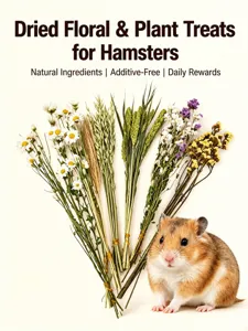 Natural edible dried flower bouquet for hamsters, small pet cage landscaping decoration treats.