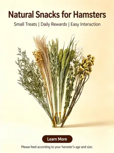Hamster natural dried flower bouquet detail, organic forage snack for small pets cage decor.