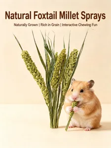 Natural millet spray for hamsters, healthy pet treats and lovely cage landscaping dried bouquet.
