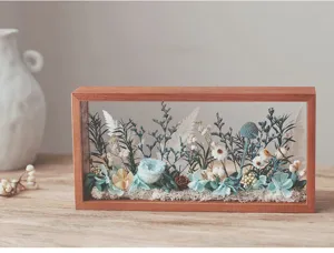 Cadre photo creux stéréo en bois massif fleur séchée acrylique décoration d'intérieur