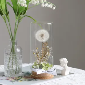 Preserved Dandelion Eternal Flower Glass Cover Night Light Handmade DIY Material Package Home Decor Gift
