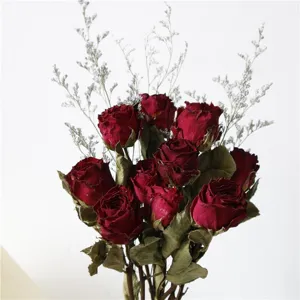 Natural Dried Rose Flower Bouquet Vintage Air Dried Floral Arrangement For Home Decor Photo Display Birthday Gift