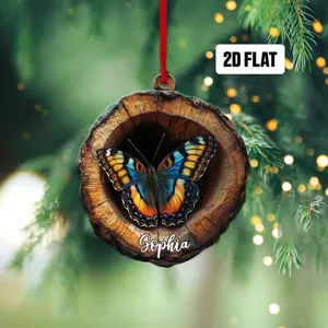 Detailansicht eines flachen 2D-Schmetterlings-Acrylornaments mit dem Namen Sophia